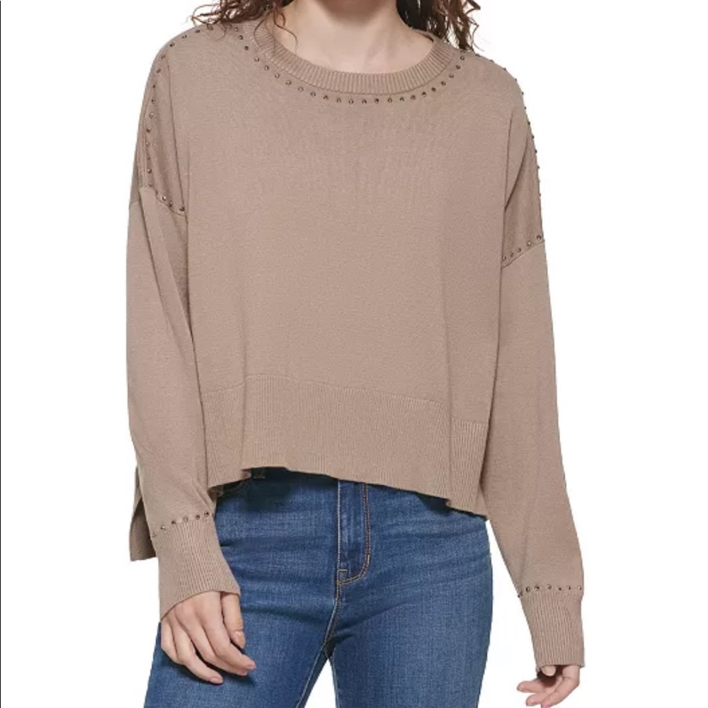 NWT DKNY Studded Mushroom Brown Sweater